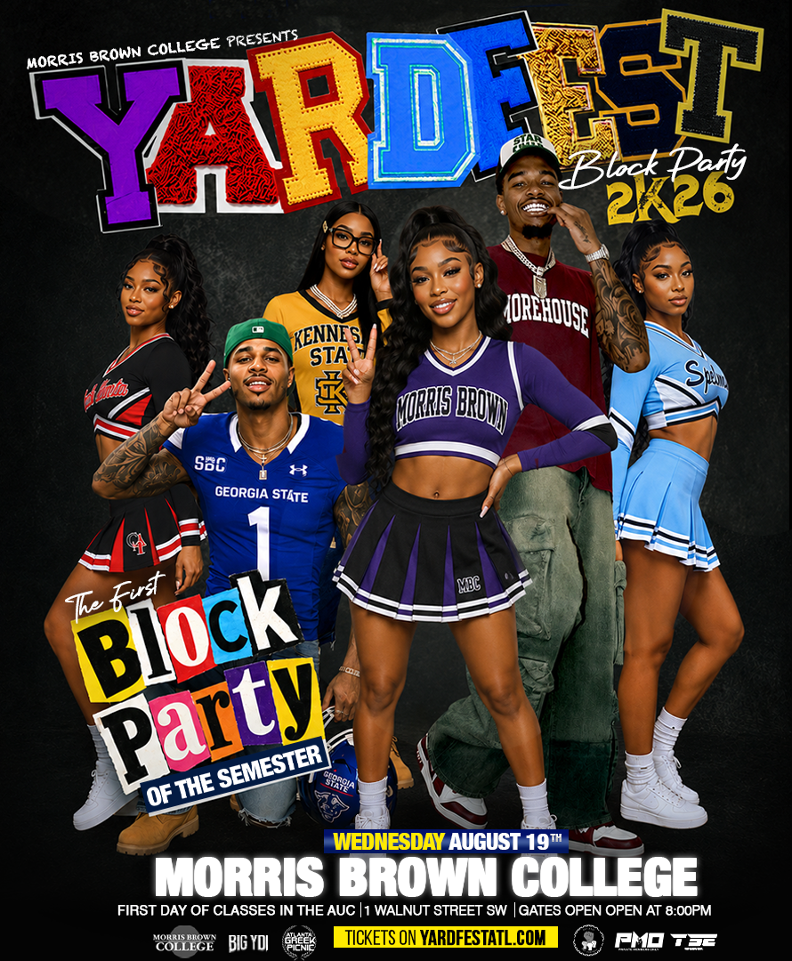 Yardfest 2K26 Block Party flyer, Morris Brown College, Wednesday August 19th